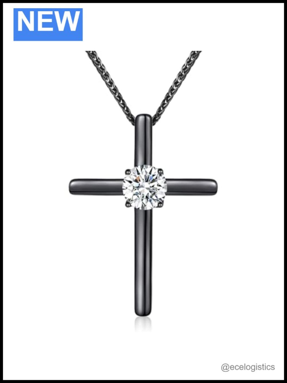 Moissanite Cross Necklace 18K Gold Plated 925 Sterling Silver Women